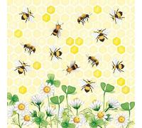 Serviettes de table - AMBIENTE - Paquet de 20 - 3 plis - 33x33cm - En papier de soie - Jetable - Motif joie des abeilles