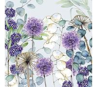Serviettes de table - AMBIENTE - Paquet de 20 - 3 plis - 33x33cm - En papier de soie - Jetable - Motif lunaria vert