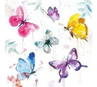 Serviettes de table - AMBIENTE - Paquet de 20 - 3 plis - 33x33cm - En papier de soie - Jetable - Motif papillons