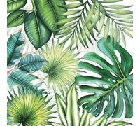 Serviettes de table - AMBIENTE - Paquet de 20 - 3 plis - 33x33cm - En papier de soie - Jetable - Motif tropical leaves