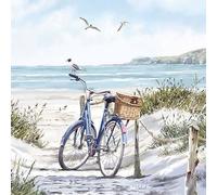 Serviettes de table - AMBIENTE - Paquet de 20 - 3 plis - 33x33cm - En papier de soie - Jetable - Motif vélo à la plage