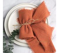 Serviettes de Table en Gaze de Coton, Design Rétro Bavure, Vintage, Réception de Mariage, Banquets, Décoration de Noël, 32x32cm, 10 Pièces Orangered