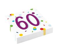 amscan Lot de 20 Serviettes en Papier à confettis pour 60e Anniversaire 33 cm