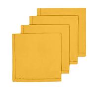 HOMESCAPES Serviette de Table en Tissu Coton, Lot de 4, Linge de Table uni, Jaune Moutarde 45x45 cm