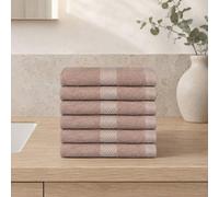 Serviettes d'invités Unyqoos® 30 x 30 cm, lot de 12 – 100% coton filé à l'anneau, 600 GSM, fil torsadé double 20/2, OEKO-TEX®, douces et absorbantes, couleur rose pâle