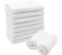Serviettes d'invités Unyqoos® – Lot de 10, 30x30 cm, 100% coton, 450 g/m², blanches, es Öko-Tex Standard 100, avec œillet de suspension, coutures renforcées, lavables à 95°C, adaptées au sèche-linge