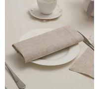 Serviettes en lin - Serviettes de dîner - Décoration de table - Brodé à la main - 12 pièces 50x50cm - Linge naturel