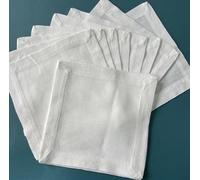 Serviettes en lin - Tissus nappes - Décoration diner - Design fait main - 12 pièces - Blanc