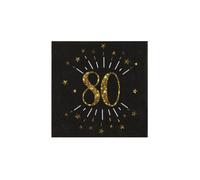 SANTEX 6790-80, Sachet de 10 Serviettes Age étincelant métal 80 Ans