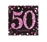 Serviettes - Mignon - 50e anniversaire - Rose - Noir - Violet