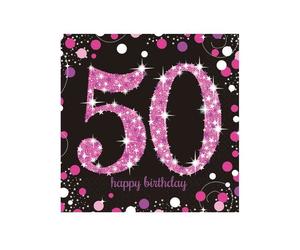 Serviettes - Mignon - 50e anniversaire - Rose - Noir - Violet