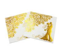 Serviettes Papier Or Table 60pcs, 3 Plis, Serviettes en Papier Jetables Biodégradables,Serviettes Cocktail pour Anniversaire Mariage Dîner Déjeuner Décoration Fête Mariée Baby Shower (33x33cm)