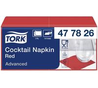 Serviettes, pliage en quart, 2 épaisseurs, 23,8 x 24 cm, gamme "Advanced", TORK "Cocktail", couleur rouge