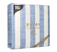 Serviettes Royal Collection Lines blanches et bleues 1/4 3W 40 x 40 cm 50 pièces