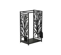 HOMCOM Porte-bûches range bûches étagère à bois de cheminée serviteur de cheminée arbre multi-accessoires dim. 46L x 29l x 70H cm acier noir