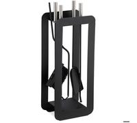 Serviteur de cheminée - DEKOPRO - Ensemble 5 pièces - Acier et inox - Design moderne - Noir mat