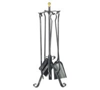 Serviteur de cheminée Lienbacher 4 pièces, fer forgé, H.66 cm