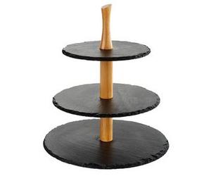 Serviteur en ardoise naturelle, 3 étages, anthracite