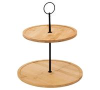 Serviteur Rond Bambou 2 Étages 28cm Beige