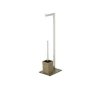 Serviteur wc en aluminium et en verre avec dérouleur et brosse wc H.70.5cm - Taupe