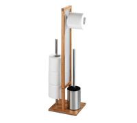 Serviteur WC - WENKO - Rivalta - Bambou et verre trempé - 18x70x23 cm - 3-en-1 multifonction