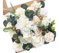 Serwalin Fleurs artificielles blanches roses en mousse, fleurs en soie pour bricolage gâteau de mariage, bouquets, centres de table, arrangements de fête, fête prénatale, décoration de maison