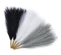 Serwalin Pampas Grass Decor Black Pampas Grass Decor, 45cm 6pcs Faux Pampas Grass Modern Home Decor, Faux Pampas Grass Blanc Gris Party Gothique Room Decor, Pampas Grass Bouquet Vase Remplissage
