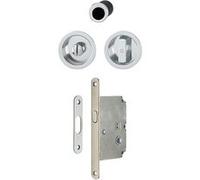 Set 1 aluminium pour porte coulissante 4920 F249 ronde aspect chromé brillant, aveugle sans gâche, cuvette + doigt - HOPPE - 3948041 G