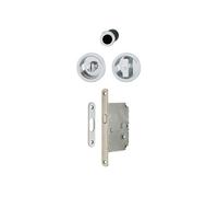 Set 1 aluminium pour porte coulissante 4920 F249 ronde aspect chromé brillant, aveugle sans gâche, cuvette + doigt - - 3948041