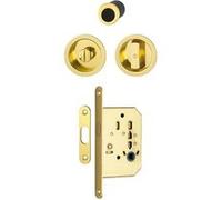 Set 1 aluminium pour porte coulissante 4920 F271 ronde aspect doré brillant, aveugle sans gâche, cuvette + doigt - HOPPE - 3948024 G