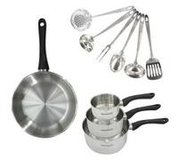 Set 1 poêle 28 cm, 3 casseroles en inox et 6 ustensiles inox Fackelmann Geneva