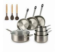 MENASTYL - Batterie de cuisine inox 10 pièces tous feux dont induction - Casseroles, poêles, sauteuse et ustensiles - Gamme Professionnel - Sans PFAS - 6014031