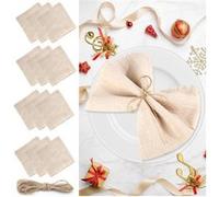 Set 12 Serviettes Coton Beige avec Ficelle 42x42 cm Beige