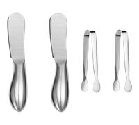 Set 2 couteaux à étaler + 2 pinces en acier inoxydable