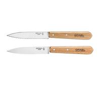 Set 2 couteaux office lames lisse et crantée 10 cm couleur naturel Opinel