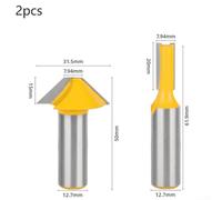 Set 2 Fraises Défonceuse 12mm, Droite et V-Groove(12.7mm) | Pour Rainurage pour précis, Nette, pour idéal Menuisiers, Acier Durci, Queue 12mm