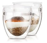 Set 2 gobelets - BODUM - Pavina To Go - Double paroi plastique - Couvercle hermétique - 20 cl - Transparent
