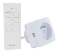 Set 2 mini prises - CHACON - On/Off - 2300 W (FR) + télécommande - Blanc