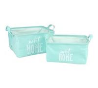 set 2 panieres rangement canvas 20*28*h12.5/25*32*h16.5cm sweet home vert menthe Vert G