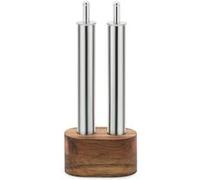 Set 2 pièces huile et vinaigre inox avec socle en bois