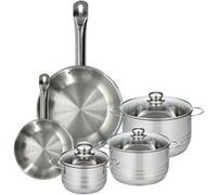 Set 2 poêles 20 28 cm en inox, 3 faitouts inox 16, 20 et 24 cm Fackelmann Eterna Inox