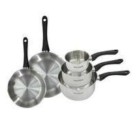 Set 2 poêles 20 et 24 cm et 3 casseroles 12 16 et 20 cm en inox Fackelmann Geneva