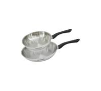 Fackelmann 9441350 Set 2 poêles 24 et 28 cm en inox 18/8, Poêle de cuisson, Poêle tous feux, Poêle induction, Poêle sans PFAS, Acier inoxydable 18/8, 24 et 28 cm