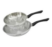 Fackelmann 9441350 Set 2 poêles 24 et 28 cm en inox 18/8, Poêle de cuisson, Poêle tous feux, Poêle induction, Poêle sans PFAS, Acier inoxydable 18/8, 24 et 28 cm