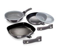 BerlingerHaus Set poêles Carbon Pro 20/24/28 cm induction, antiadhésif, poignées amov. Gris foncé