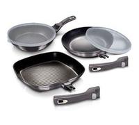 Berlinger Haus Carbon Pro Set de poêles à frire + poêle à griller 20-24-28 cm induction, anti-adhésif, poignées amovibles Gris foncé
