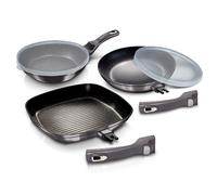 Berlinger Haus Carbon Pro Set de poêles à frire + poêle à griller 20-24-28 cm induction, anti-adhésif, poignées amovibles Gris foncé