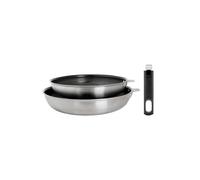 Set 2 poêles inox 24/28cm inox + poignée - 5189005 - COSY&TRENDY