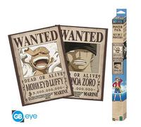 GB Eye – Set 2 posters ONE PIECE Chibi Wanted Luffy & Zoro, Officiel, 52x38 cm, papier laminé, beige