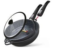 Set 2 Sauteuse Induction Manche Amovible, Poêles 24/ 28cm Antiadhesive Couvercle Briebe MGK19S Noir